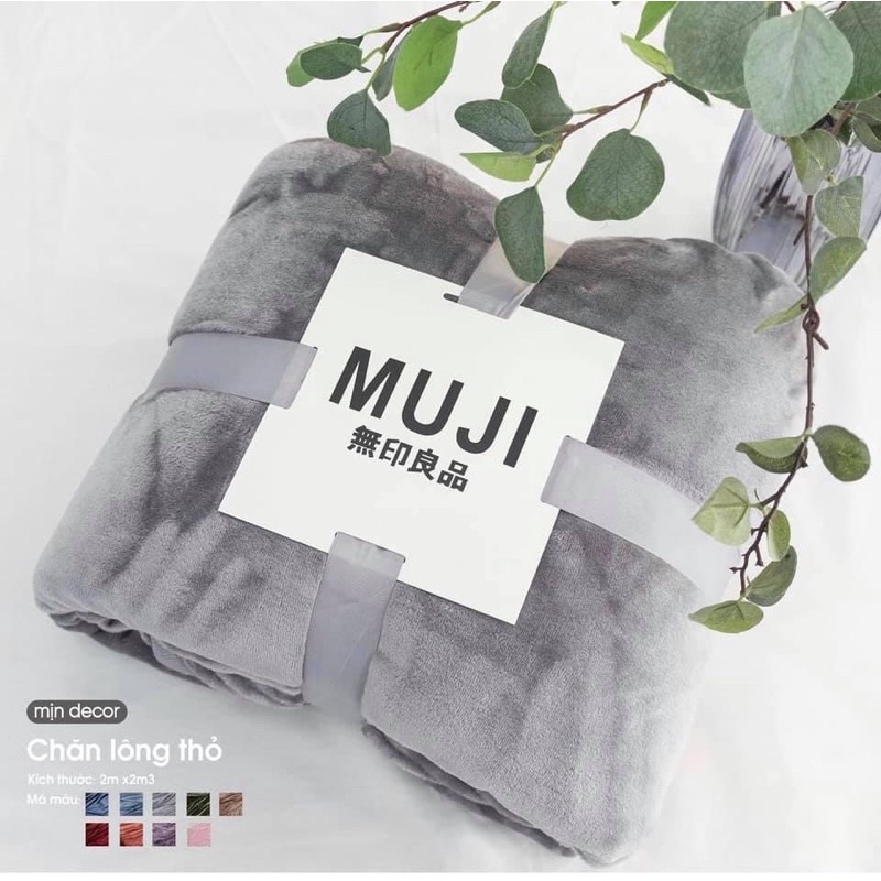 Chăn Muji 1,8kg hàng chính hãng lông mềm mịn mượt ấm áp 2m3x2m