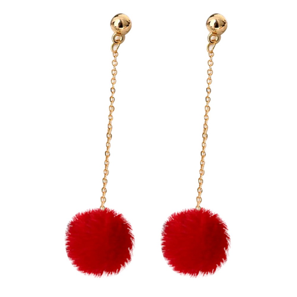 Đôi Khuyên Tai DàI PhốI Quả Pompom Dễ Thương ThờI Trang Cho Nữ