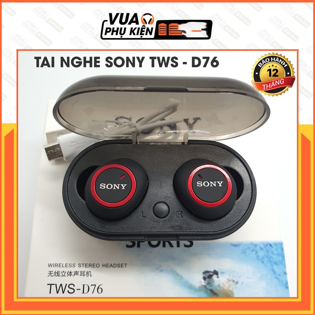 Tai nghe Bluetooth Sony sport TWS-D76 Rất ấm Bass-treble rõ ràng, bảo hành uy tín lỗi 1 đổi 1.