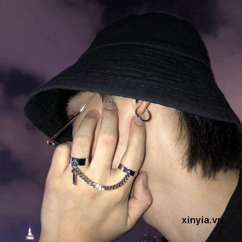 Nhẫn Hình Chữ Thập Phối Dây Xích Phong Cách Hip Hop Thời Trang Cho Nam Và Nữ