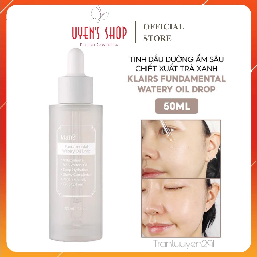 Tinh dầu dưỡng ẩm, chống lão hóa Klairs Fundamental Watery Oil Drop 50ml