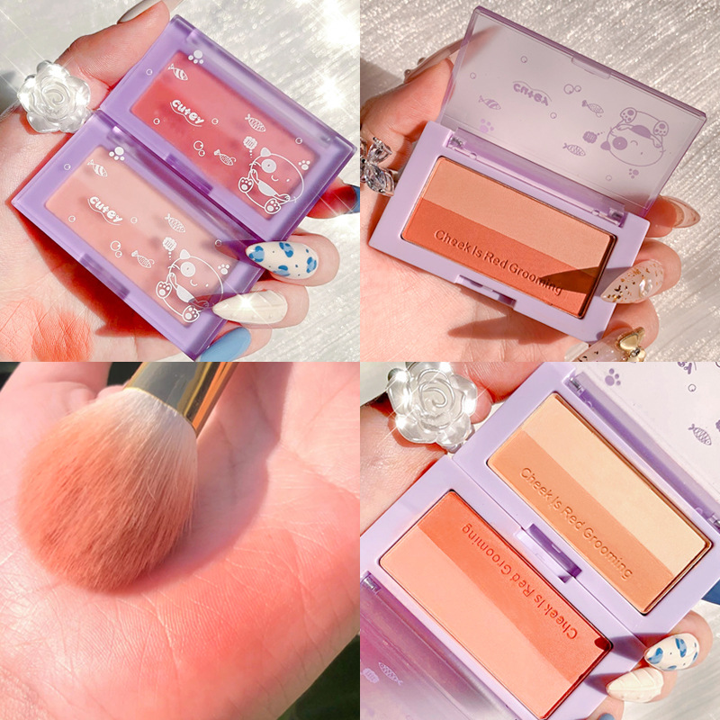 xixi Meng Meng Blush pink two-tone blush nude makeup natural sebum combination highlight repair integrated disc Sayang