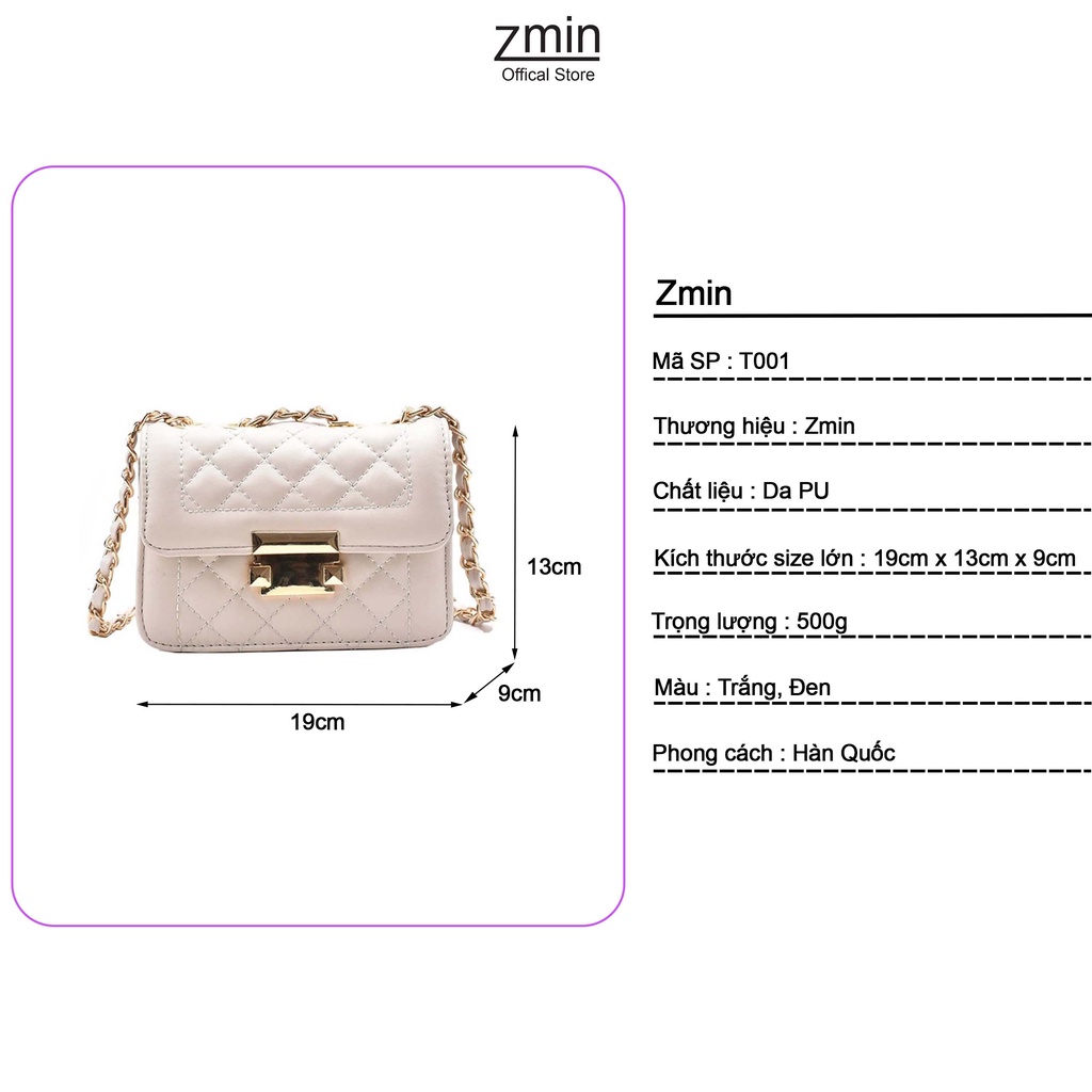 Túi đeo chéo nữ thời trang zmin, chất liệu da PU cap cấp - T001