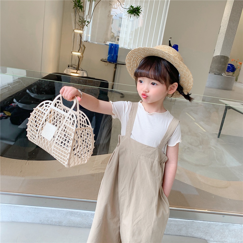 Quần Yếm Cotton Ống Rộng Màu Trơn Phong Cách Nhật Bản Thời Trang Mùa Hè Mới 2022 Dành Cho Bé Trai Bé Gái