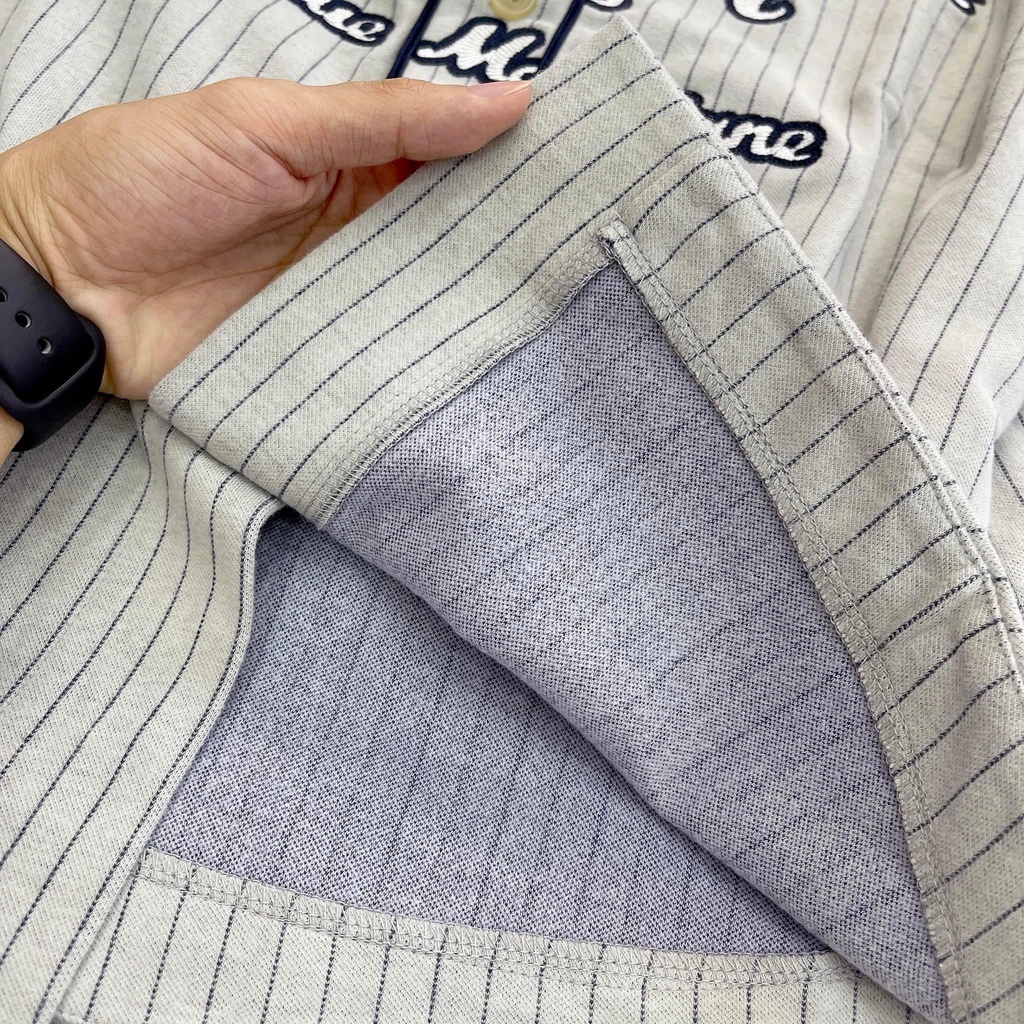 Áo DlOR Ivory Pinstriped 'Dior Atelier' Baseball Jersey