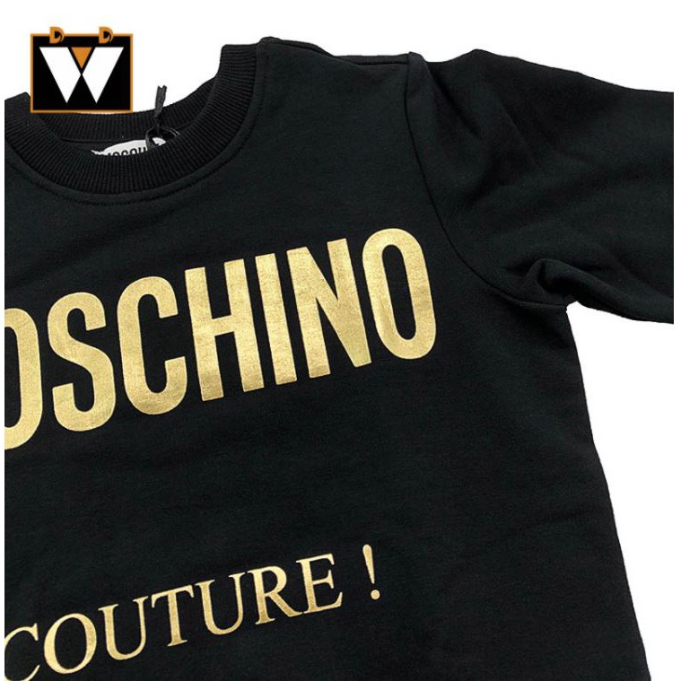 Áo Thu đông Nam Nữ Cổ Tròn Dài Tay - Chất Liệu Nỉ Bóng In Chữ MOSCHINO - TD15