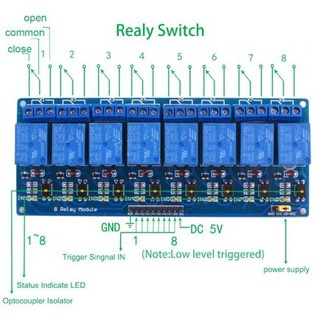 Module 8 relay 5V kích mức Thấp với Opto cách ly (màu xanh)