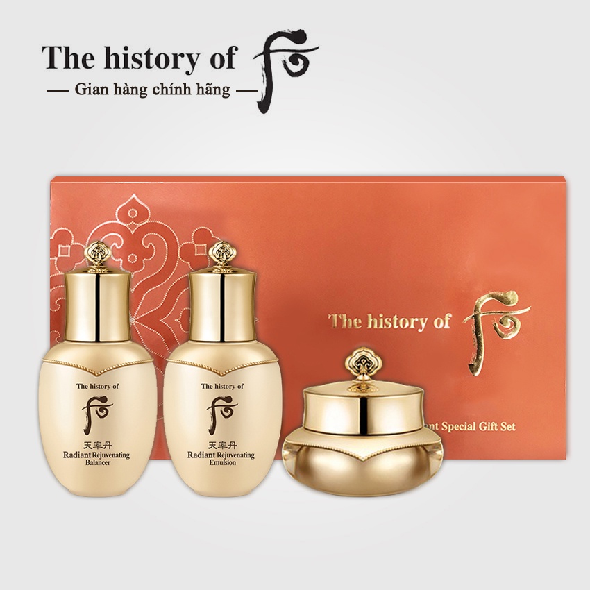 Bộ Dưỡng Tái Sinh Whoo Cheongidan Radiant 5pcs - Bộ Whoo Radiant; Kem whoo, Tinh chất Whoo, Nước hoa hồng và sữa dưỡng w