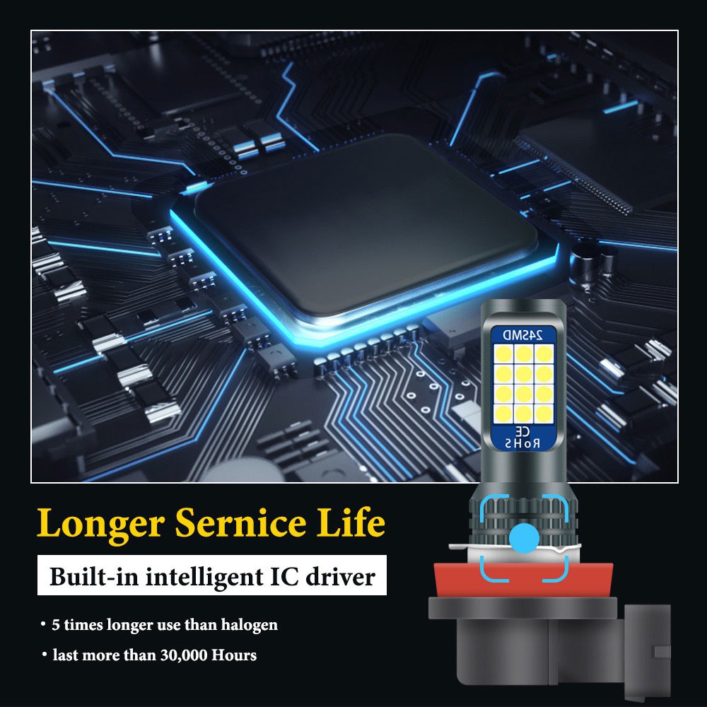 Đèn pha Kevanly H8 H9 H11 24smd 3030 Chip 6000k chất lượng cao