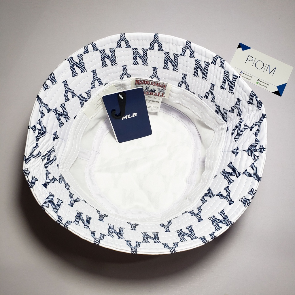 Mũ Bucket M.L.B NY Monogram White nón Bucket NY - Pom Store