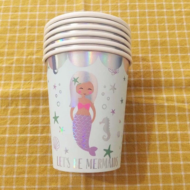 Bộ 6 Cốc Giấy Dùng Một Lần In Chữ Let "s Be Mermaid