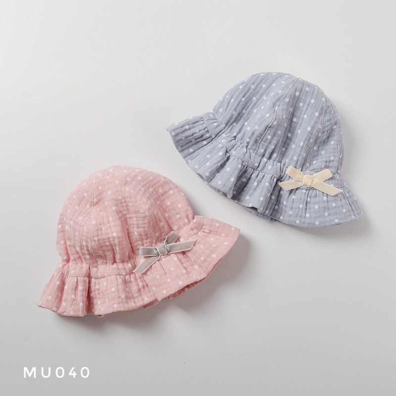 Mũ vải bé gái đính nơ cao cấp MU040