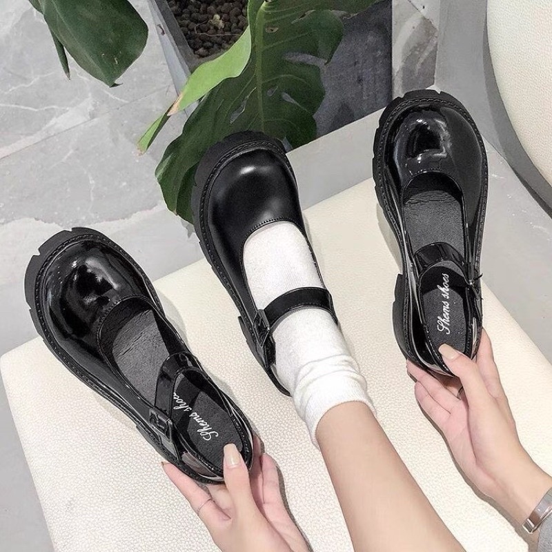 Giày búp bê Lolita dây cài ôm chân cao cấp - giày nữ đế độn da mềm thời trang 009