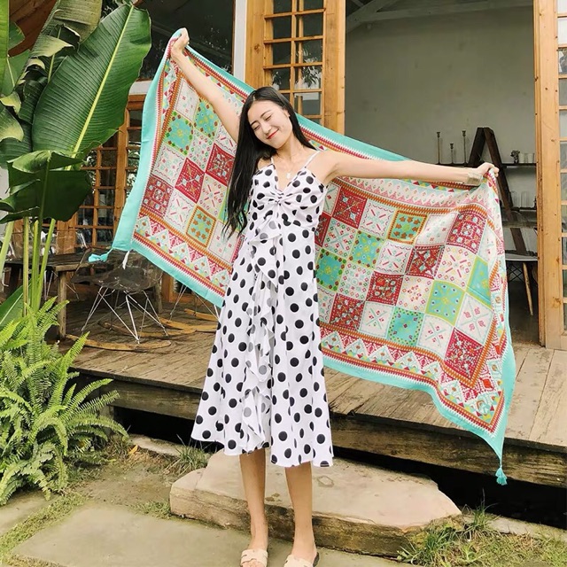 Khăn choàng bohemian - Khăn choàng du lịch biển in hoạ tiết thổ cẩm