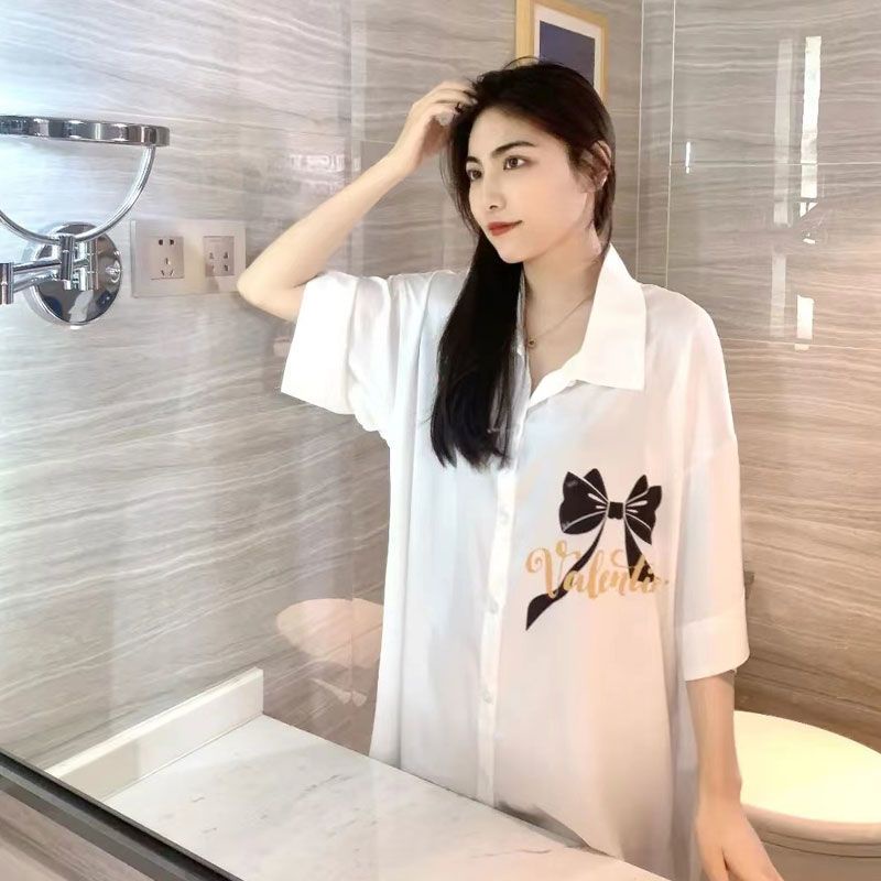 Đầm Ngủ Lụa Tuyết Tay Ngắn Phối Ren Mỏng Thời Trang Mùa Hè 2022 Cho Nữ