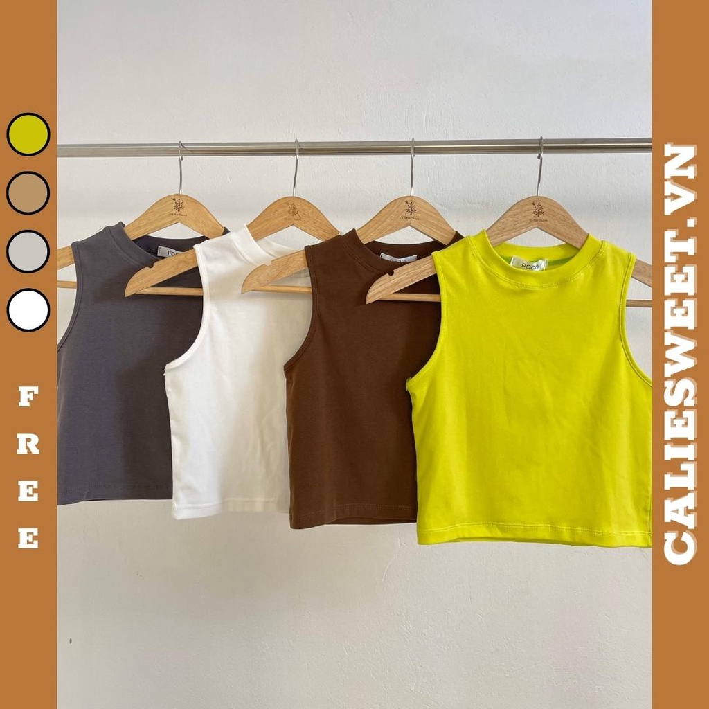 Áo ba lỗ croptop Caliesweet áo croptop sát nách chất thun co giãn mặc vài lần là chán