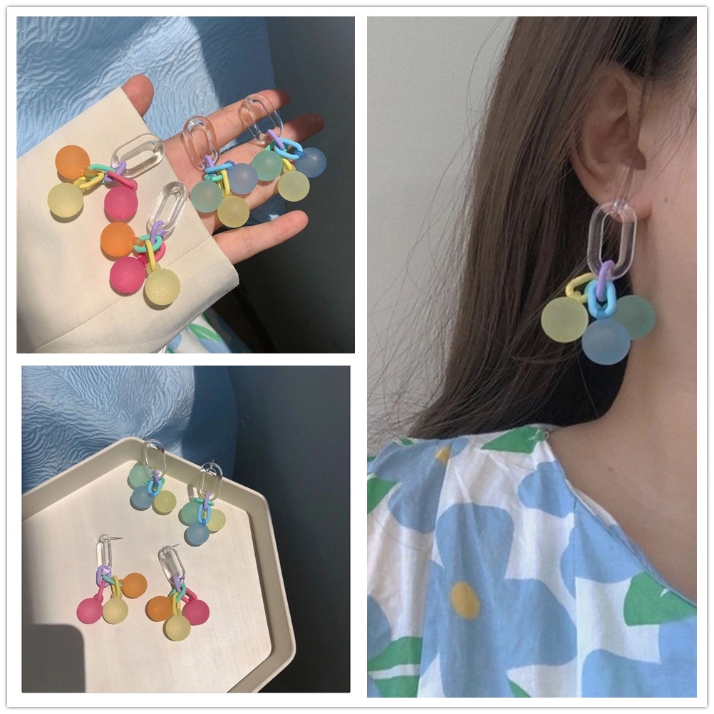 Khuyên Tai Dài Gắn Quả Cầu Acrylic Thời Trang Dành Cho Nữ