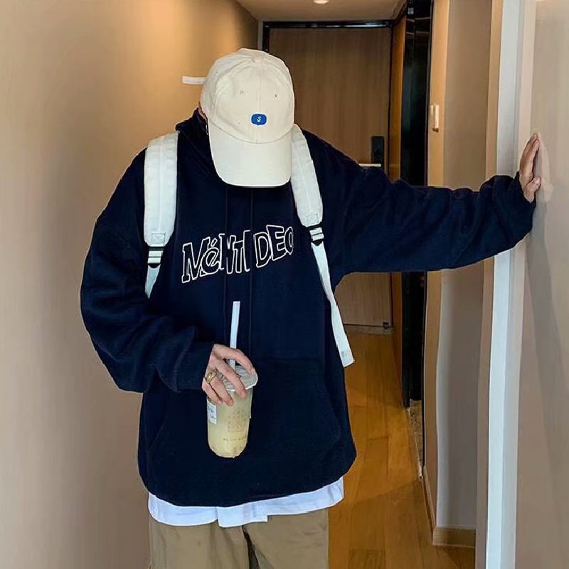 Áo hoodie Thể Thao Dáng Rộng In Chữ Phong Cách Hong Kong Thời Trang Cho Nam Cỡ M-5XL