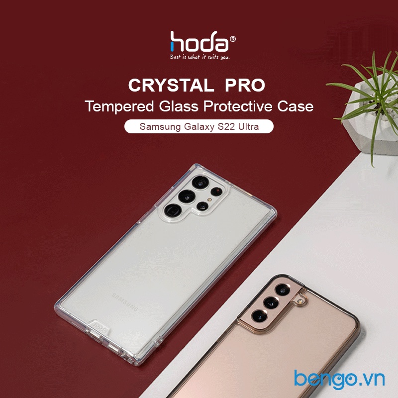 Ốp Lưng Hoda Samsung Galaxy S23 Ultra/S22 Ultra Crystal Pro Glass Tiêu Chuẩn Quân Đội
