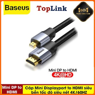 Baseus Thunderbolt Sang HDMI Cáp Mini Displayport Cổng DP To HDMI 4K 60Hz Adapter Cho Macbook Air Laptop Dell - Toplink
