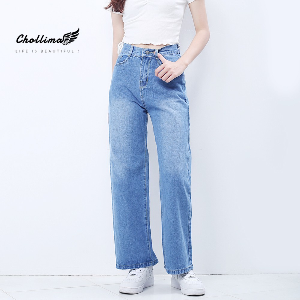 Quần jean nữ Chollima ống rộng SIMPLE JEAN dài 98cm QD026