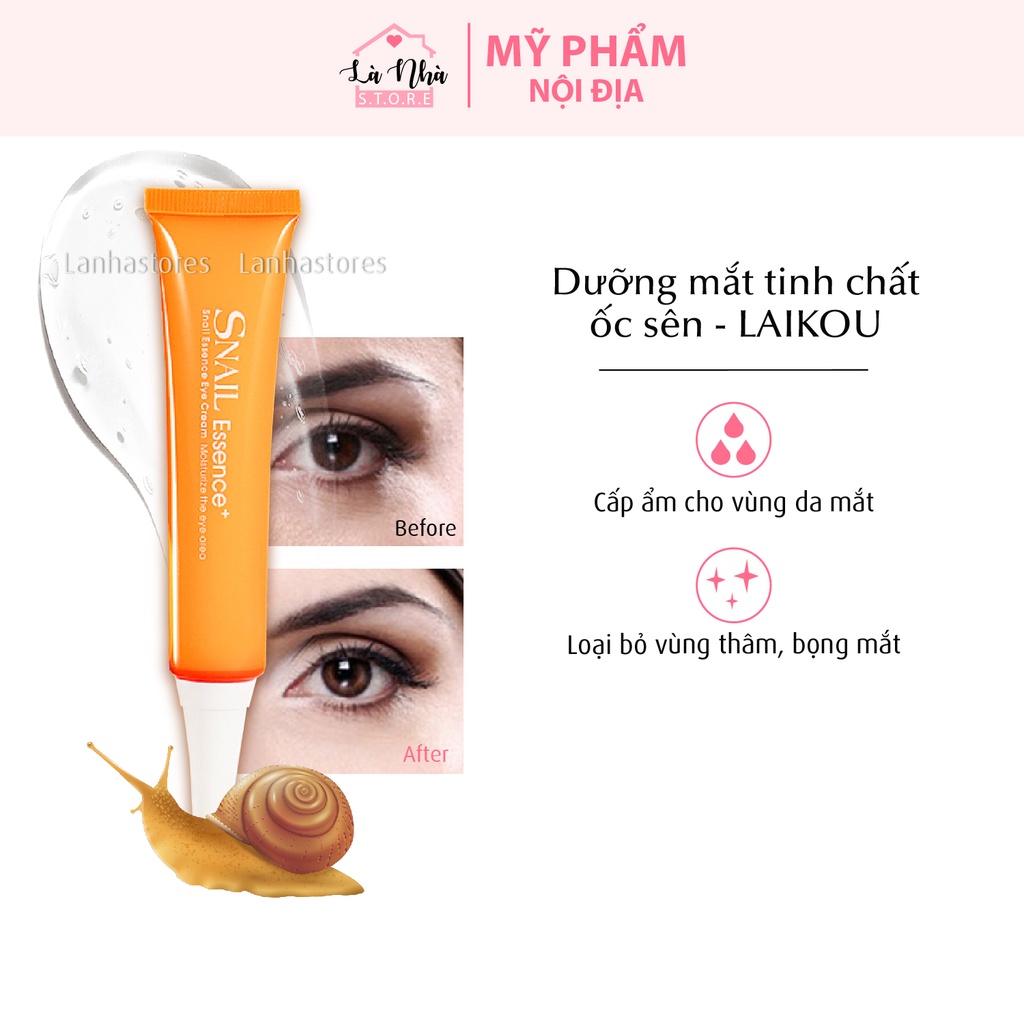 SERUM TINH CHẤT ỐC SÊN LAIKOU DƯỠNG ẨM MẮT GIẢM QUẦNG THÂM 30G