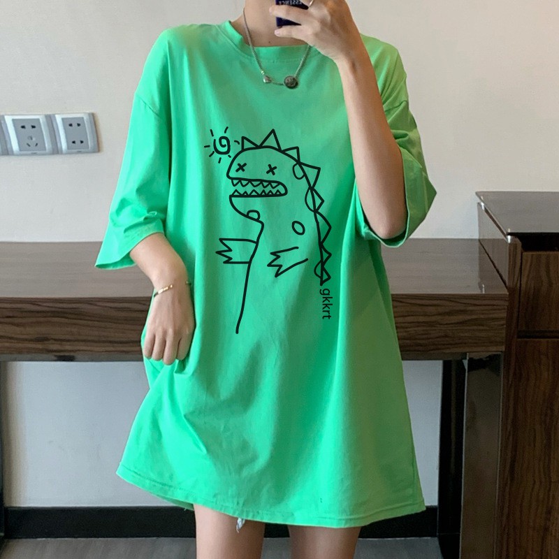 Áo thun form rộng unisex nam nữ tay lỡ phông streetwear cotton oversize KHỦNG LONG DỄ THƯƠNG giá rẻ in style ulzzang