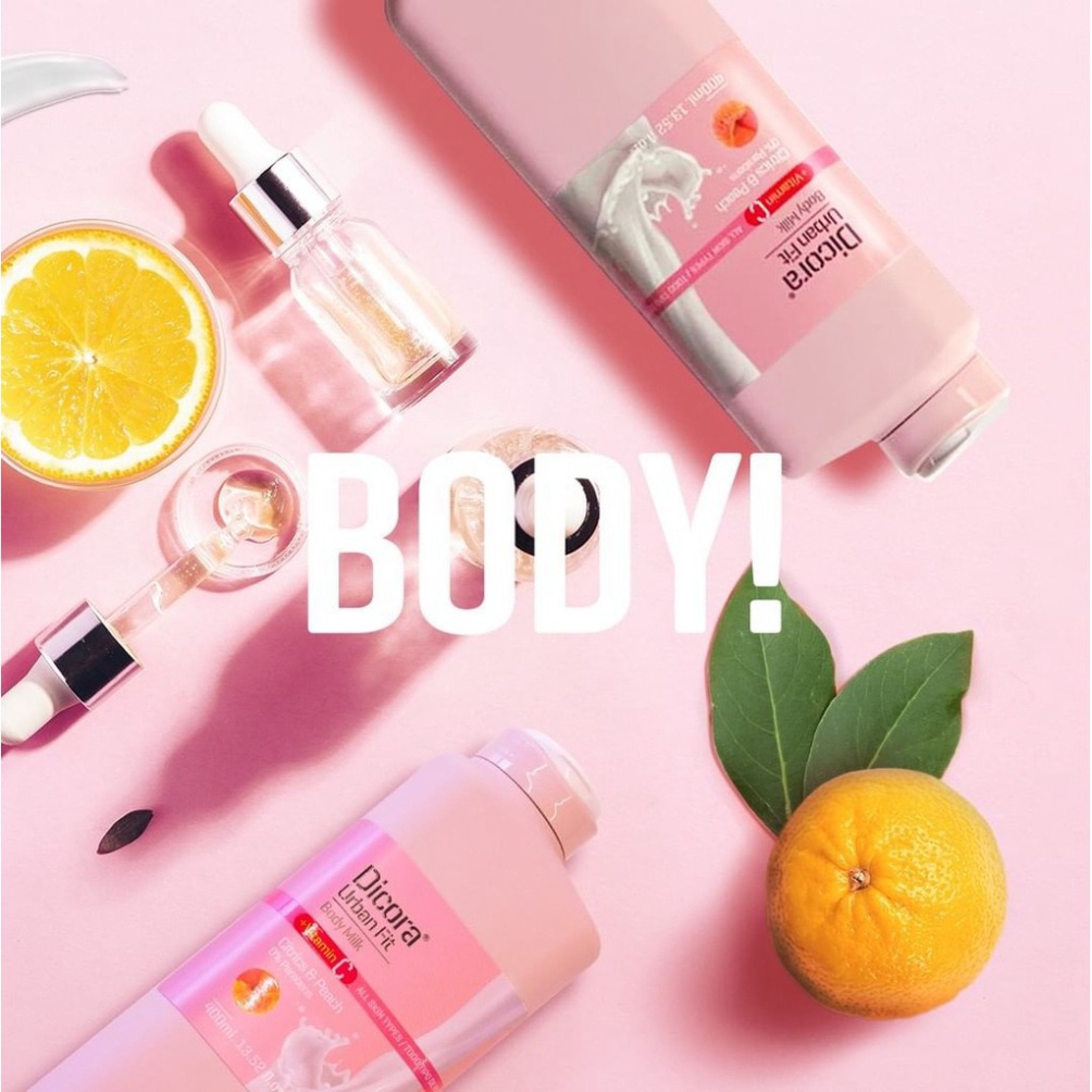Sữa dưỡng thể Dicora Urban Fit citrics & peach vitamin C hương cam quýt và đào 400ml ngăn ngừa lão hoá, làm trắng da | BigBuy360 - bigbuy360.vn