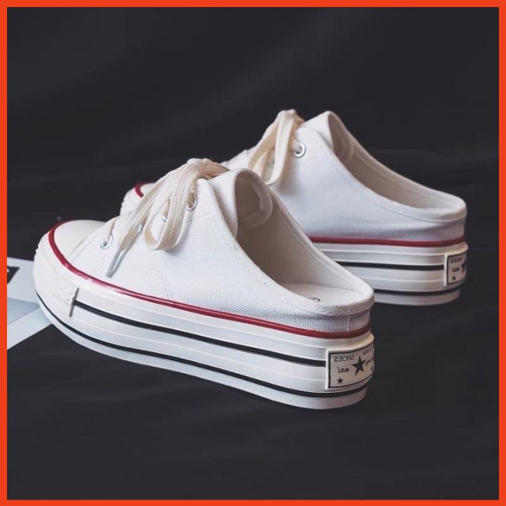 Giày Sục Nữ Độn Đế Tăng Chiều Cao, Giày Nữ Thời Trang Phong Cách Hàn Quốc 2 Màu Đen và Trắng