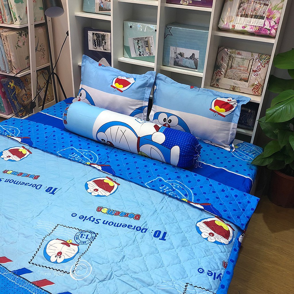 Vỏ gối ôm 35 x 100 cm mẫu DORAEMON TEM THƯ có dây gút