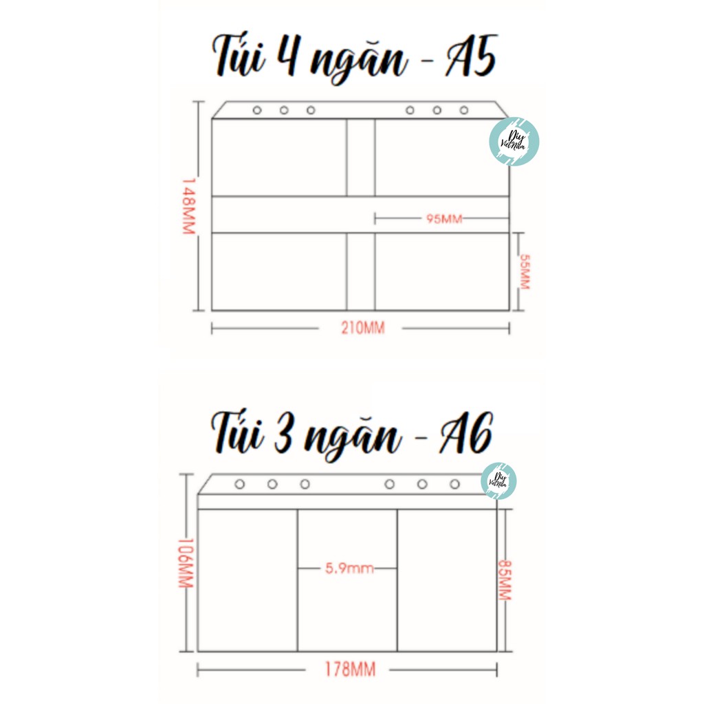 TÚI 3 NGĂN, TÚI 2 NGĂN CHO PLANNER A5, A6