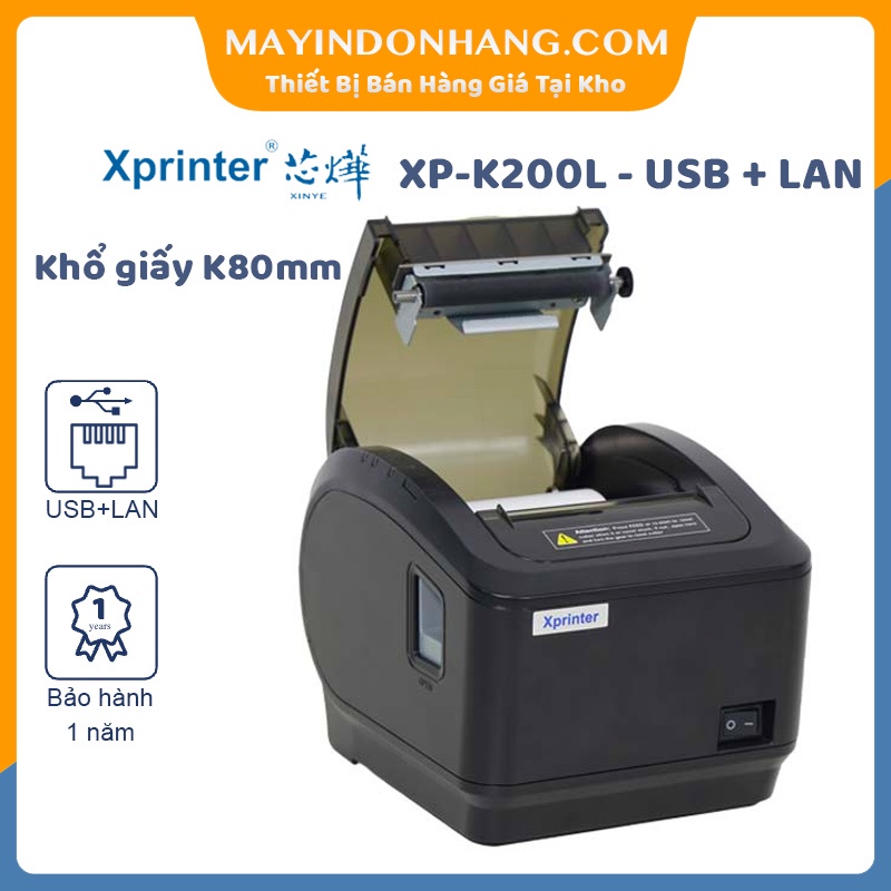  Máy in hóa đơn Sapo Xprinter XP-K200L [USB + LAN]