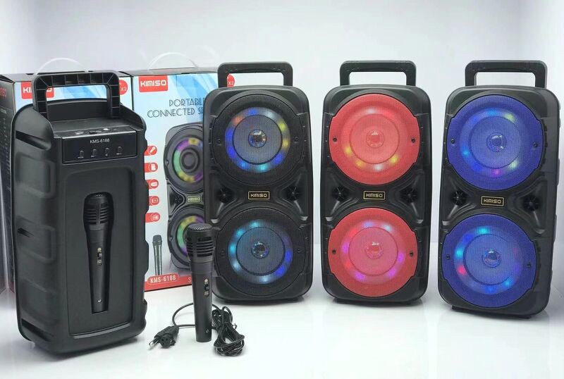 Loa xách tay bluetooth karaoke TWS chất lượng cao Kimiso KMS-6188 kèm micro tiện lợi du lịch hỗ trợ hội họp giảng dạy