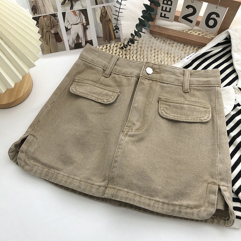 Chân Váy Denim Dáng Chữ A Xẻ Tà Một Hàng Nút Thời Trang Mùa Hè Hàn Quốc 2022