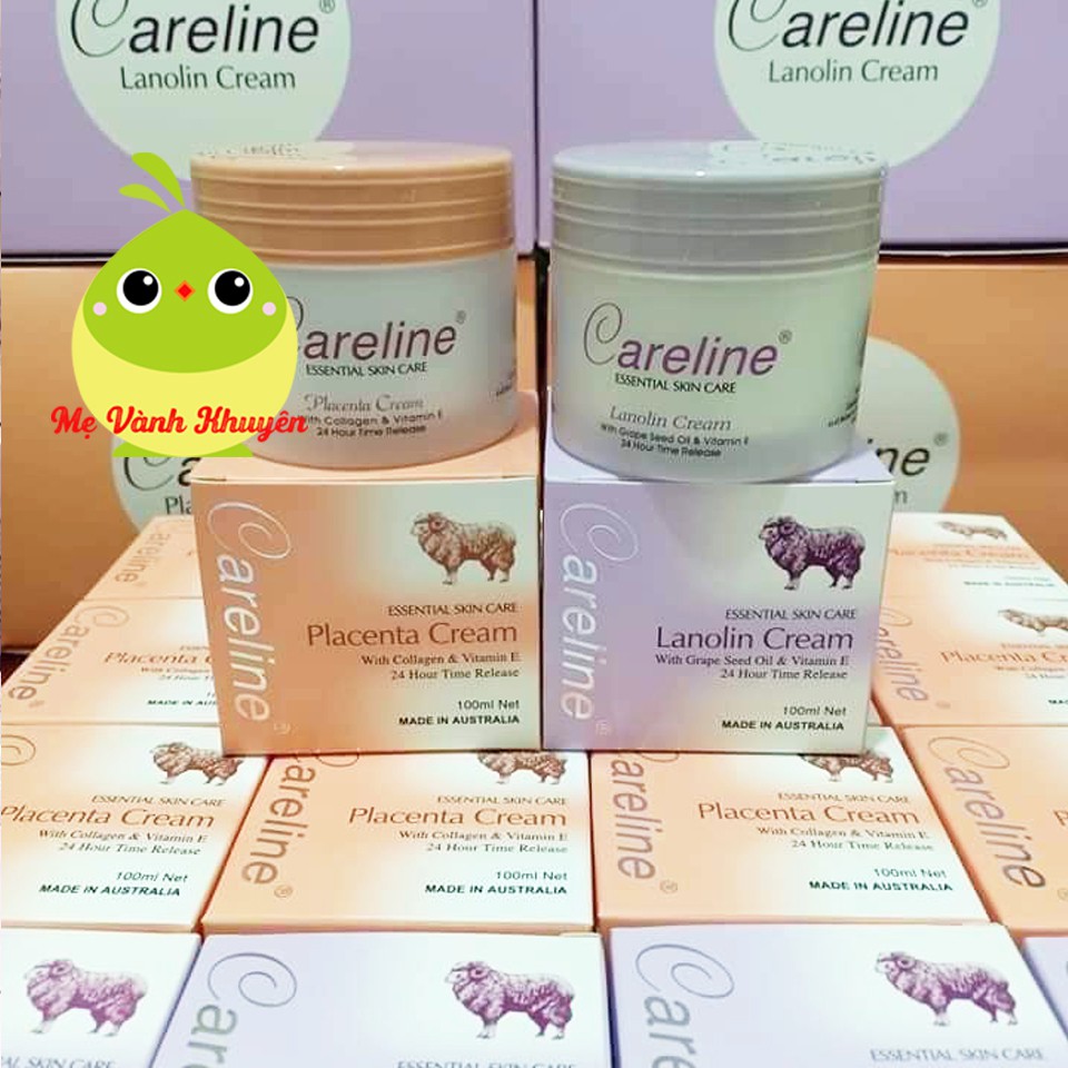 Kem mỡ cừu (tím)/nhau thai cừu (cam) Careline Lanolin/Placenta Cream, Úc (100ml)