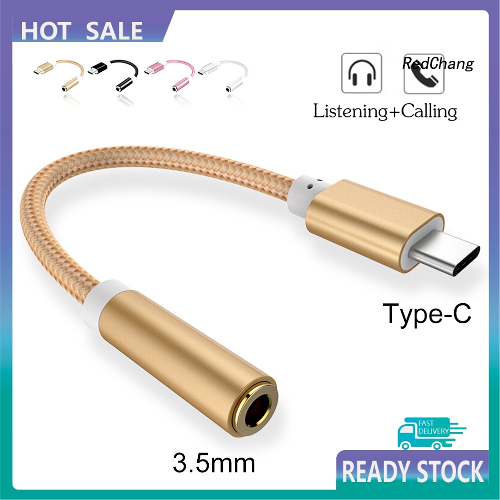 -SPQ- Braided Type-C Male to 3.5mm Female Headphone Jack Adapter Cable Converter Cord