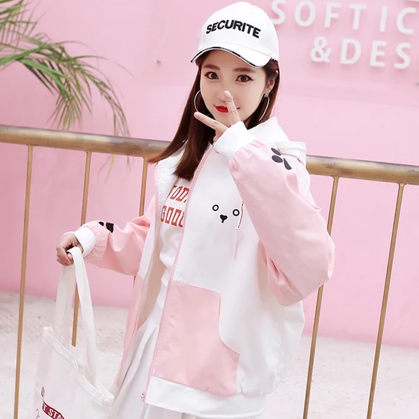 Áo khoát dù nữ áo khoác nữ gió dù đẹp gấu Blooming dễ thương 2 lớp có nón