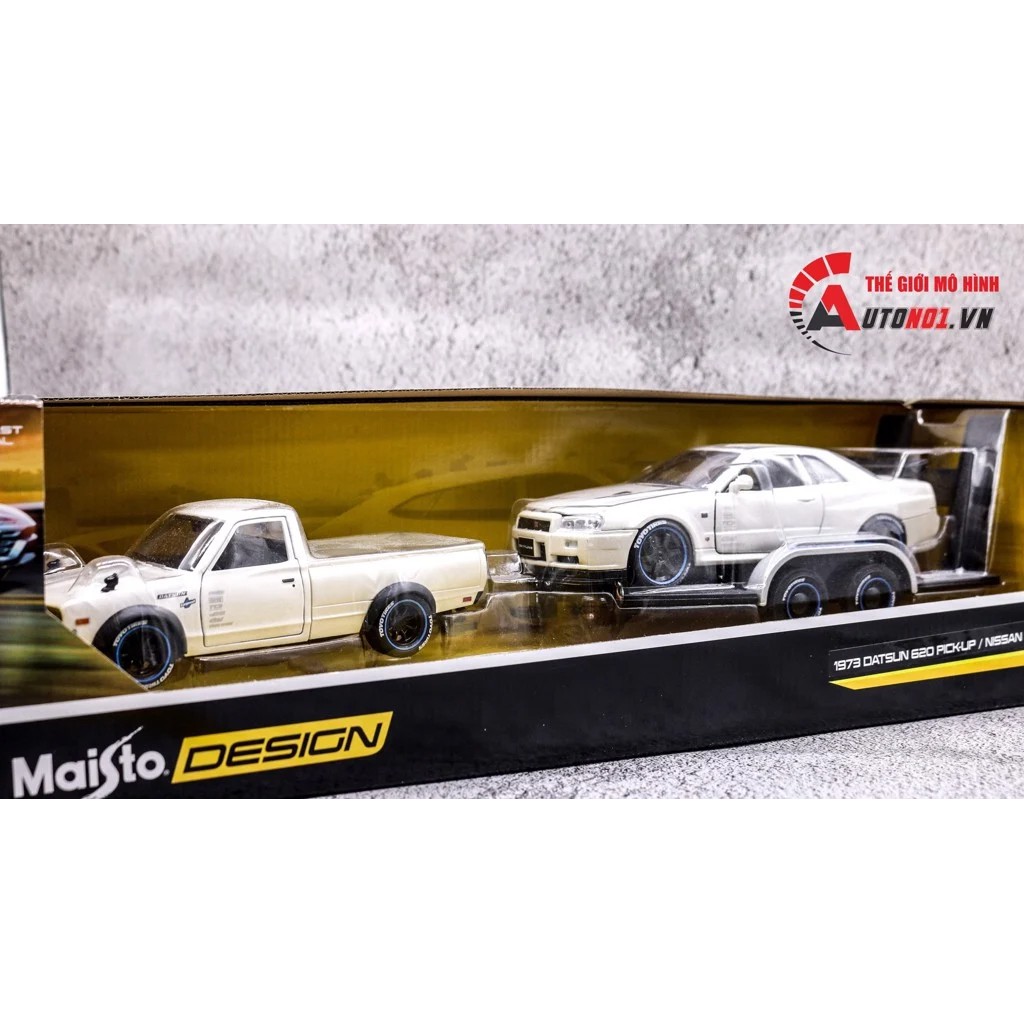 MÔ HÌNH XE NISSAN 73 PICKUP AND SKYLINE 34 MAISTO 1:24 1004