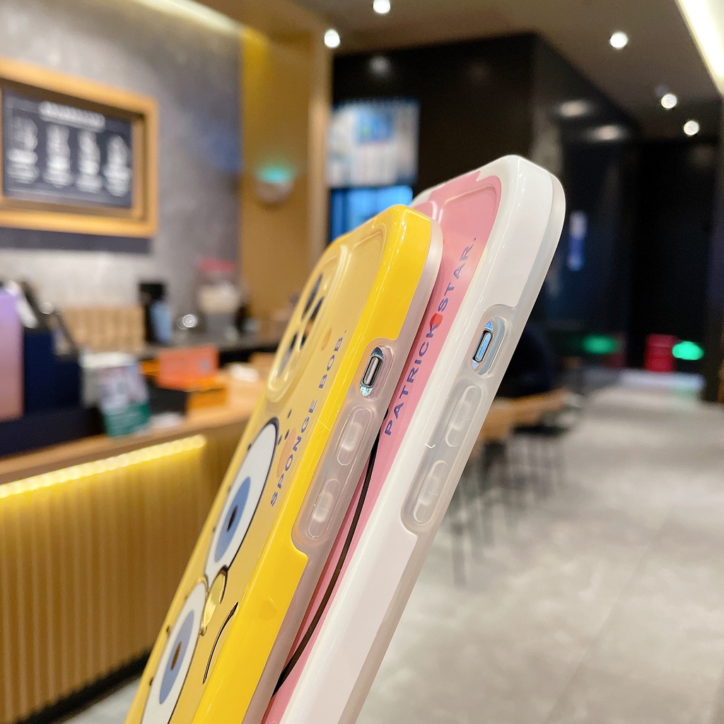 Ốp Điện Thoại Dẻo Họa Tiết Hoạt Hình SpongeBob Kèm Giá Đỡ Cho iPhone 13 12 11 Pro Max X XR Xs Max 7 8 Plus