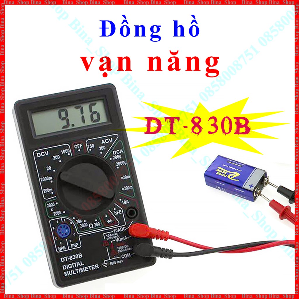 Đồng hồ vạn năng bỏ túi DT-830B kèm pin