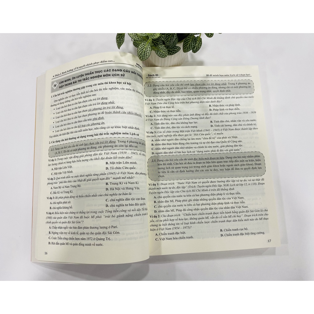 Sách ID Lịch sử thầy Nguyễn Mạnh Hưởng, 55 đề thi minh họa môn Lịch sử (chọn lọc), Moonbook