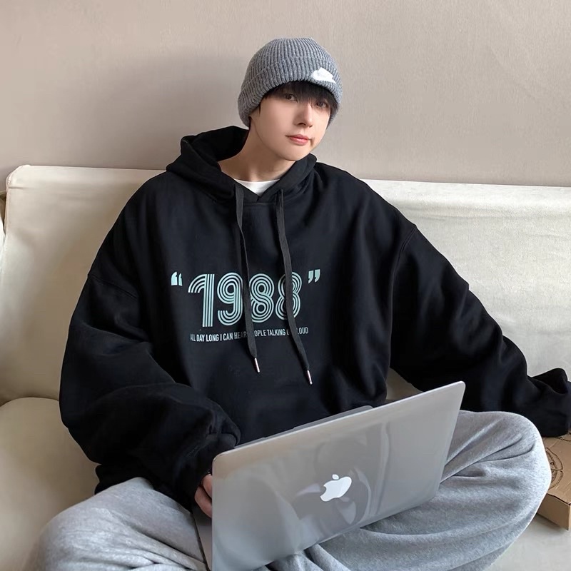 Áo Hoodie Nỉ Bông Dài Tay Unisex 1988 Túi Bụng
