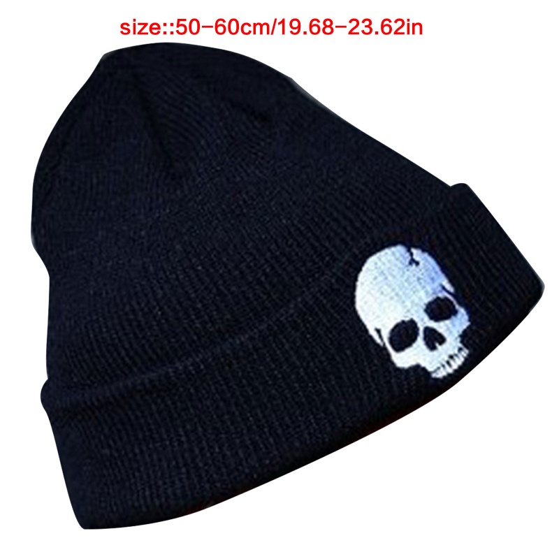 Mũ Len Beanie Dày Dặn Thêu Hình Bộ Xương Thời Trang