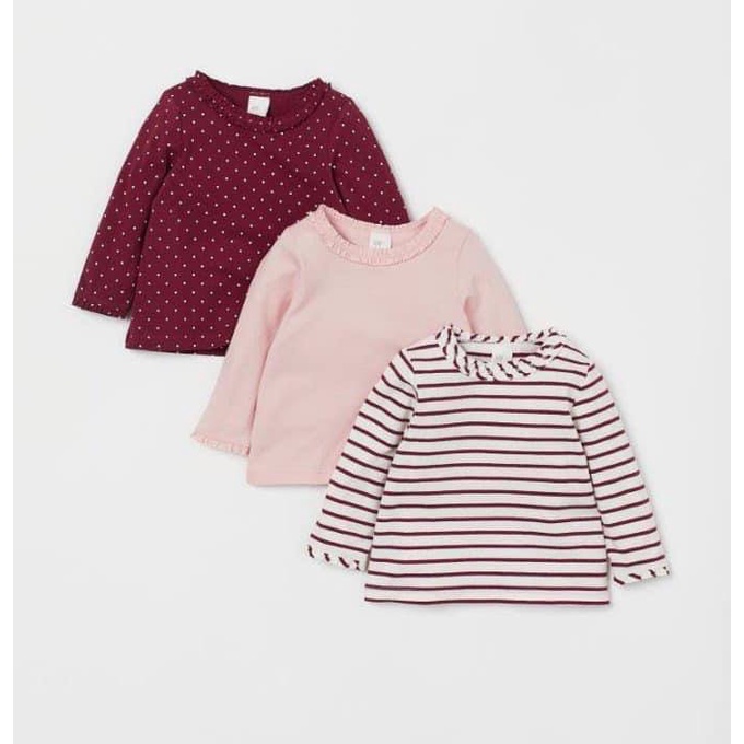 Set 3 Áo Thun Tay Dài Bé Gái HM - Combo ngẫu nhiên