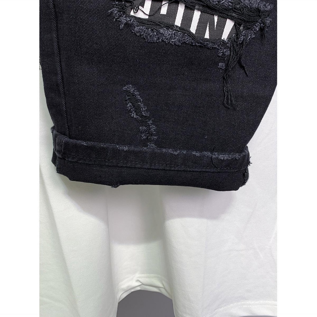 Quần Short Jeans Rách Màu Đen Phong Cách Hàn Quốc Cho Nam