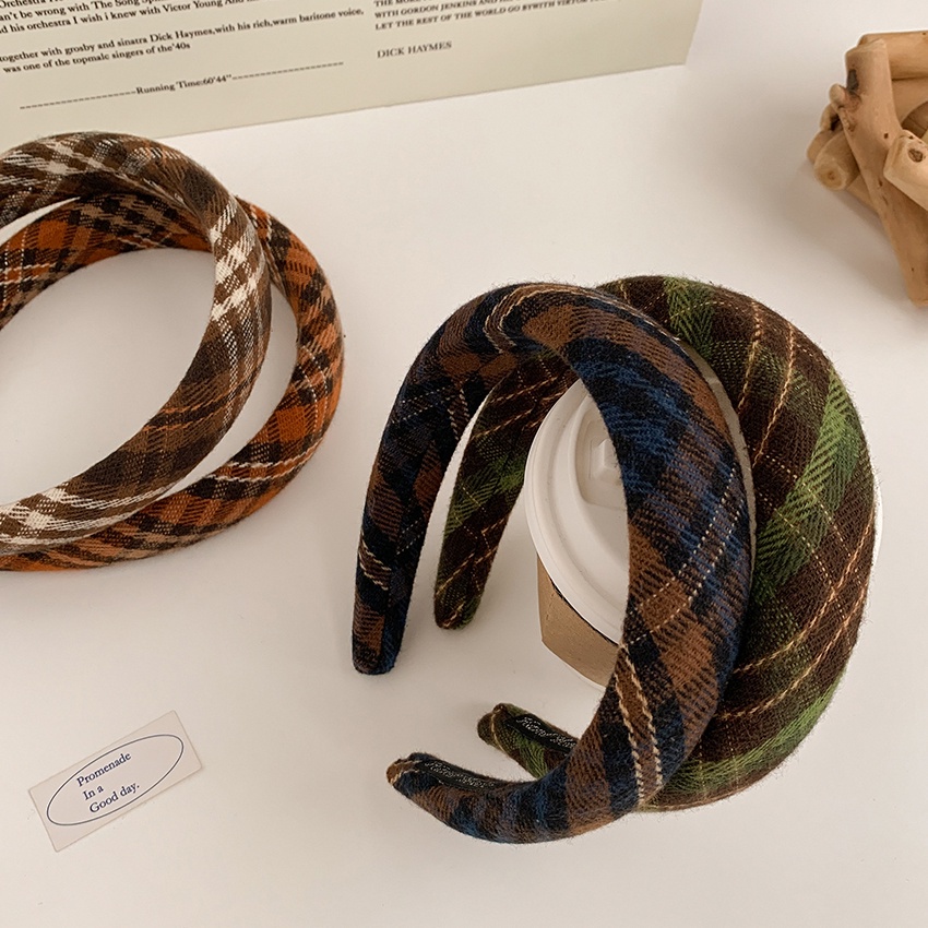 Băng đô cài tóc họa tiết ca rô xinh xắn dành cho nữ