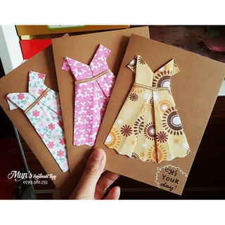 Thiệp váy Origami handmade 20/10 Phụ nữ - 20/11 Nhà giáo