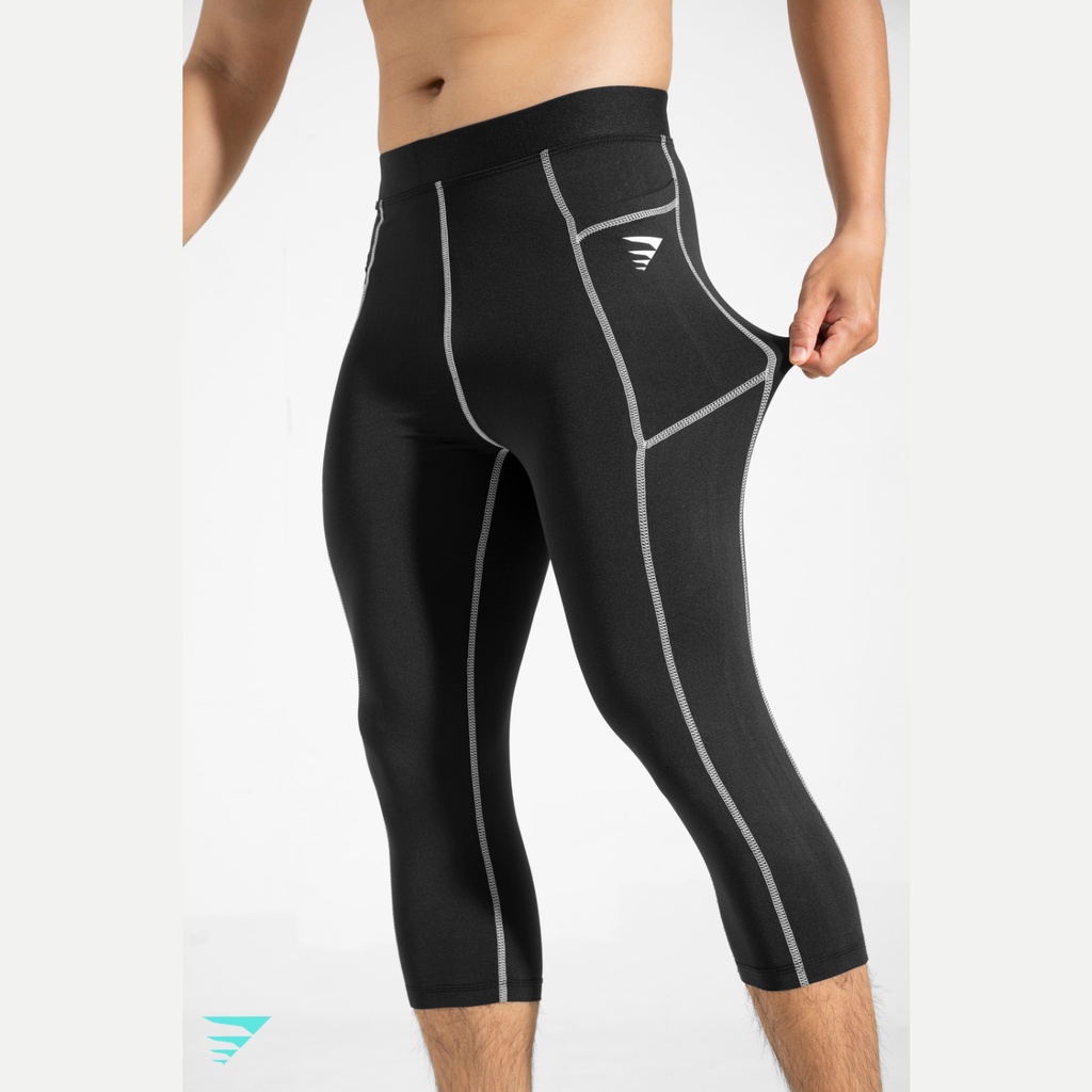 Quần legging thể thao giữ nhiệt nam Fitme form ôm body lửng 3/4 thun co giãn 4 chiều chuyên tập gym bóng rổ