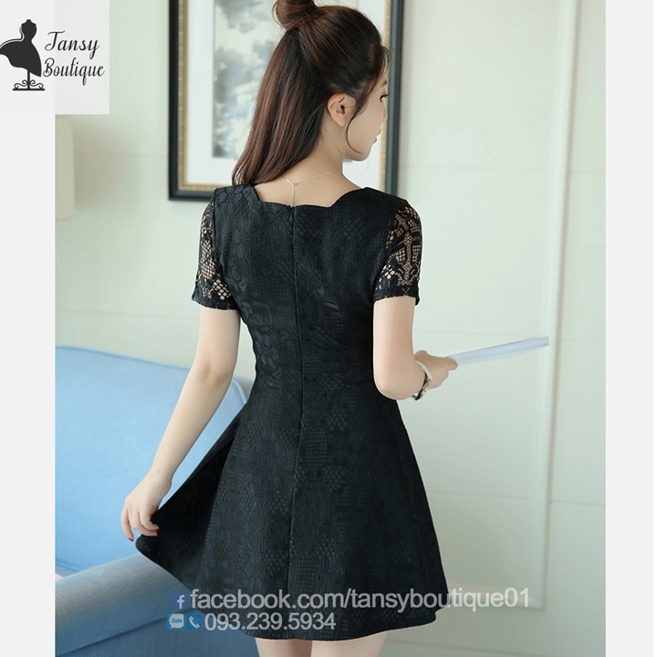 Váy ren thiết kế cao cấp chất vài ren Hàn siêu mềm mịn - Đầm váy tiểu thơ dáng xoè phong các Hàn Quố