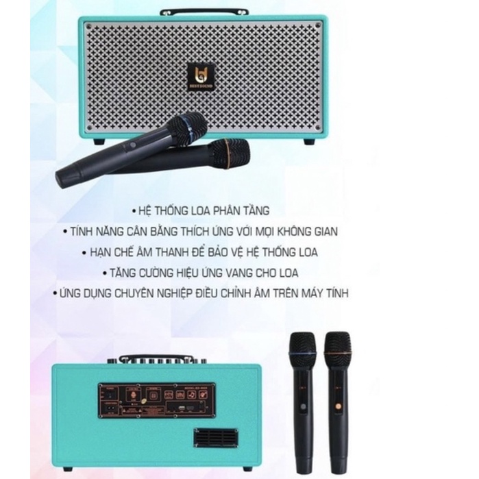 Loa Bluetooth Di Động Chính Hãng Best Sound M6-Hàng Nhập Khẩu 2022-Tặng Kèm 2 Micro Karaoke